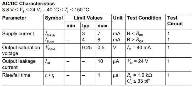 Datasheet du TLE4945L - Le capteur à effet Hall
